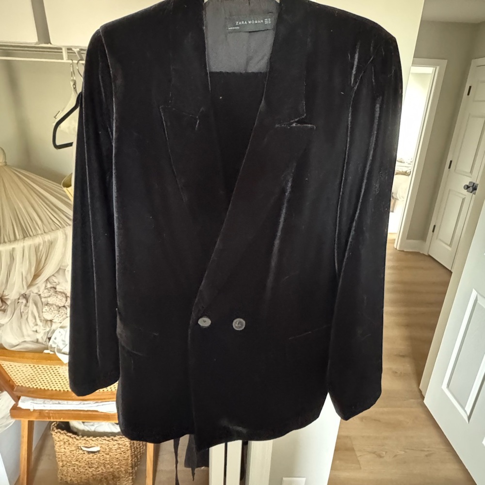 Zara Woman Black Jacket & Wide Leg Pants